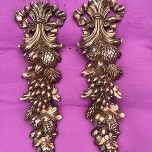 Vintage Syroco Gold Guild Fruit Swag Plaque Syracuse USA Wall Decor 21" 1960